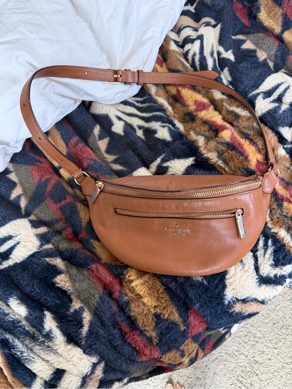 kate spade Tan/Brown Pebbled Leather Crossbody Belt Bag